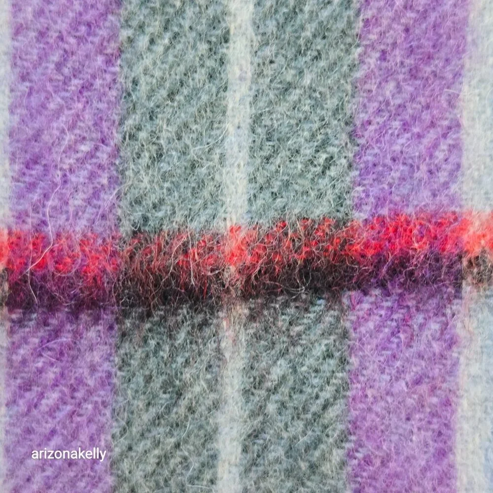 NWT Wool Scarf Plaid Tartan Blue Purple World Peace
